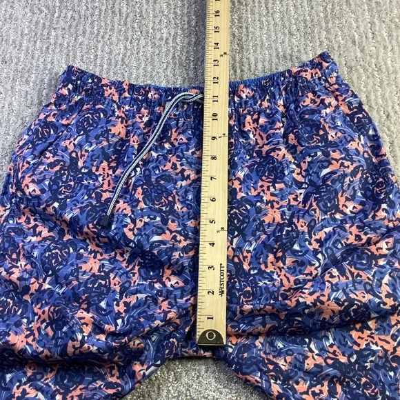 Peter Millar Seaside Mens Blue Coral Abstract Swim Trunks Size Small NWT